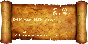 Römer Márton névjegykártya